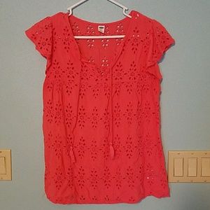 Old Navy Eyelet Cap Sleeve Blouse